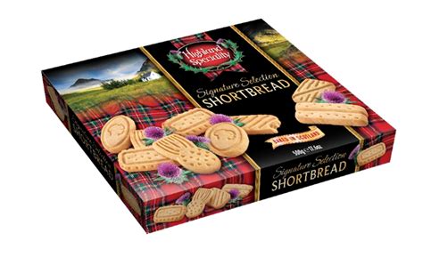 highland specialty shortbread in metal box with fogs on front|scottish shortbread uk.